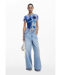 Desigual Women's Ribbed tulle T-shirt