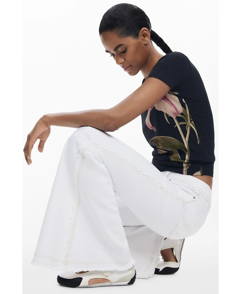 Desigual Women's Flared embroidered jeans