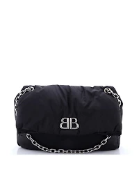 Pre-Owned Balenciaga Medium Monaco Chain Flap Shoulder Bag Nylon