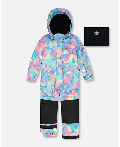 Deux par Girl One-Piece Play Snowsuit Rainbow Heart Print - Child