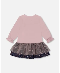 Deux par Girl Bi-Material Dress Dusty Pink - Toddler|Child