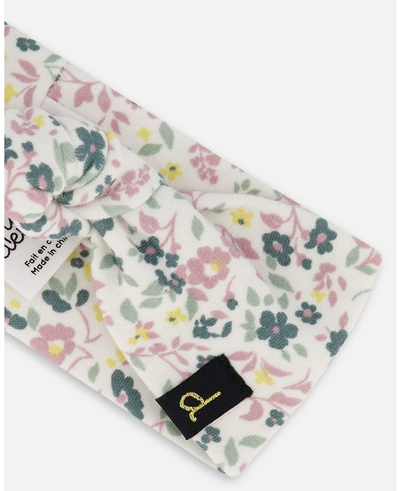 Deux par Deux Baby Girls Cotton Headband Off-White Floral