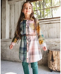 Deux par Big Girls Leggings Dark Green with Flower Print