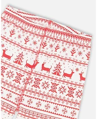 Deux par Kids Unisex Cotton Two-Piece Pajama Set Red and White Fairisle