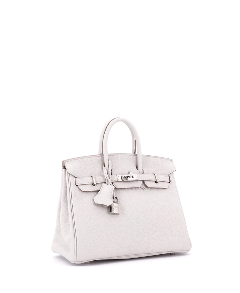Pre-Owned Hermes Birkin 25 Handbag Light Togo with Palladium Hardware