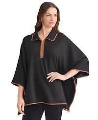 Jones New York Women's Quarter Zipper Dakota V-Neck Poncho Jacket