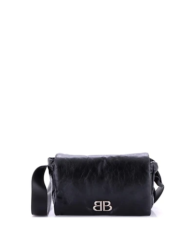 Pre-Owned Balenciaga Small Monaco Messenger Flap Bag Leather