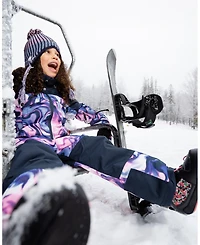 Deux par Girl One-Piece Teknik Snowsuit Pink and Blue Marble