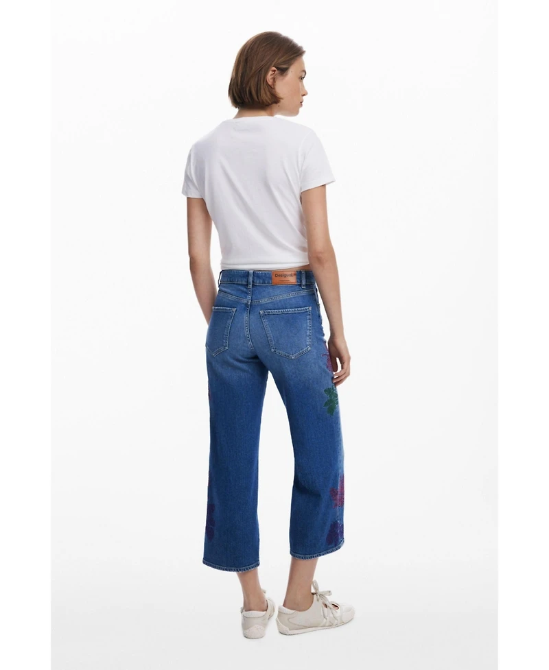 Desigual Women's Embroidered culotte jeans