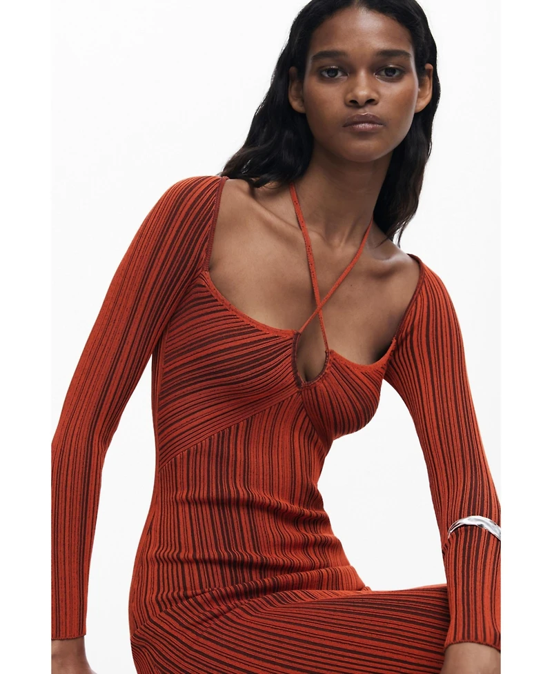 Desigual Women's Fitted dress with a crossover neckline
