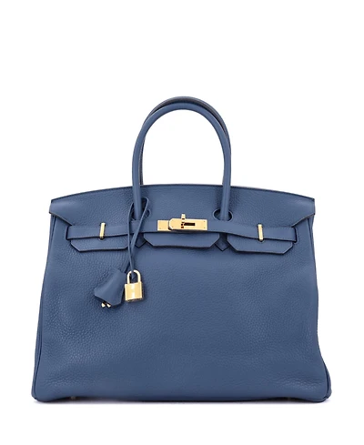Pre-Owned Hermes Birkin Handbag Clemence with Gold Hardware