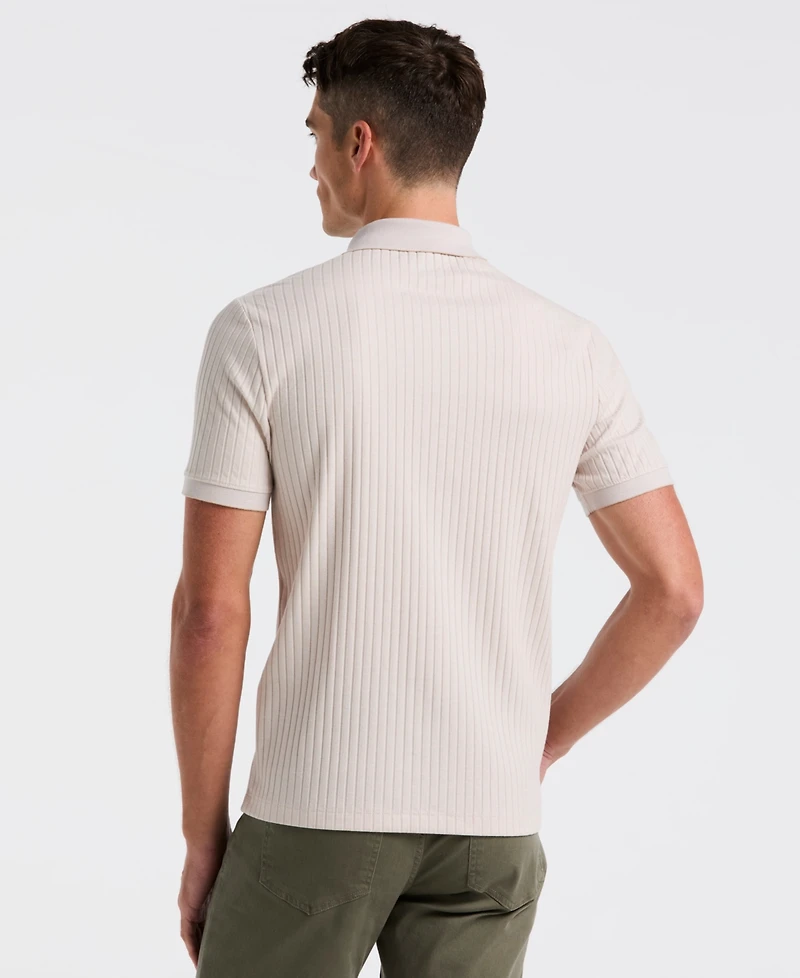 Perry Ellis Men's Slim-Fit Ribbed Zip Polo Shirt