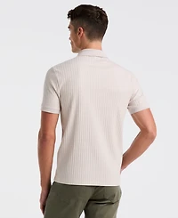 Perry Ellis Men's Slim-Fit Ribbed Zip Polo Shirt