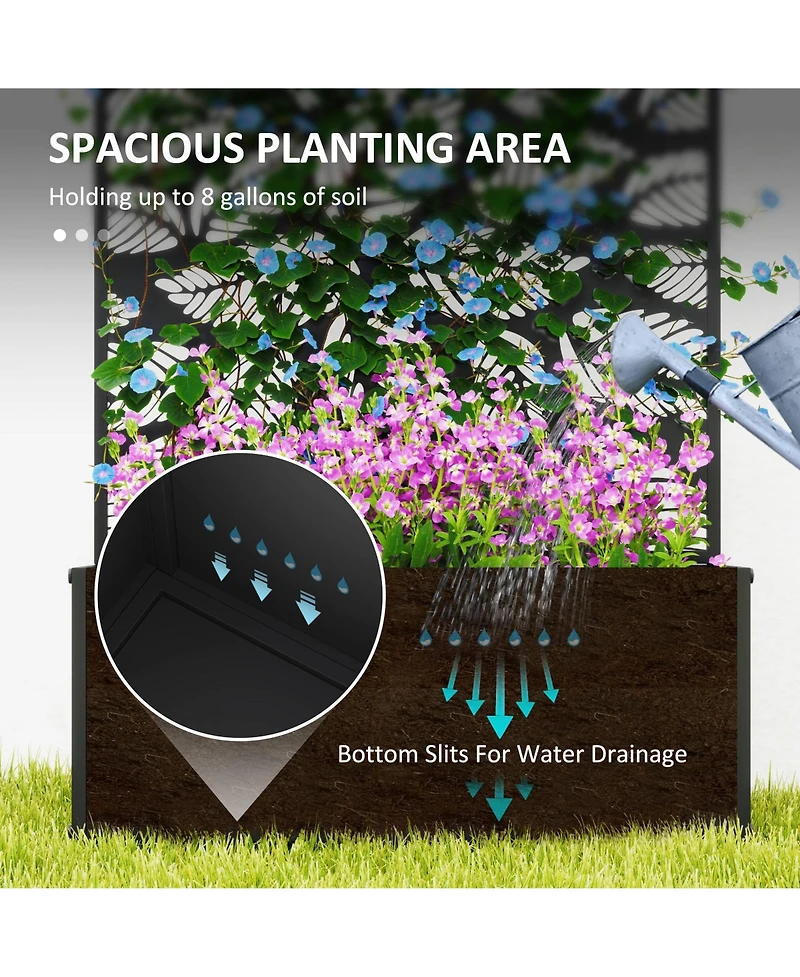 Outsunny Garden Box with Privacy Panel, Outdoor Planter Box for Garden