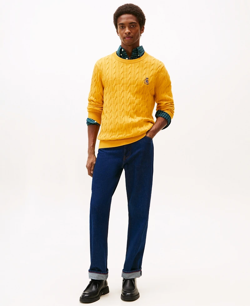 Tommy Hilfiger Men's Classic Cable Crest Crewneck Sweater
