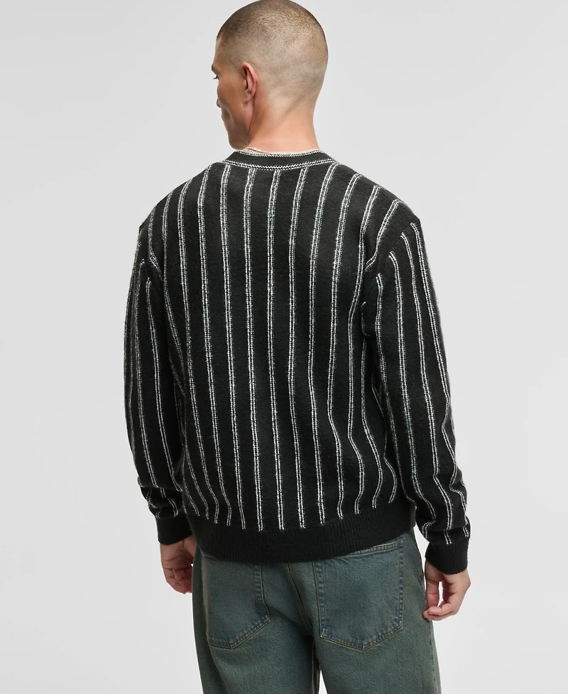 Mode of One Men's Relaxed-Fit Striped Sport Cardigan, Macy's Exclusive