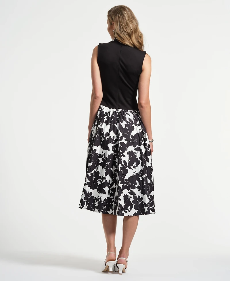 Isaac Mizrahi Women's Sleeveless Ponte Combo Midi Dress