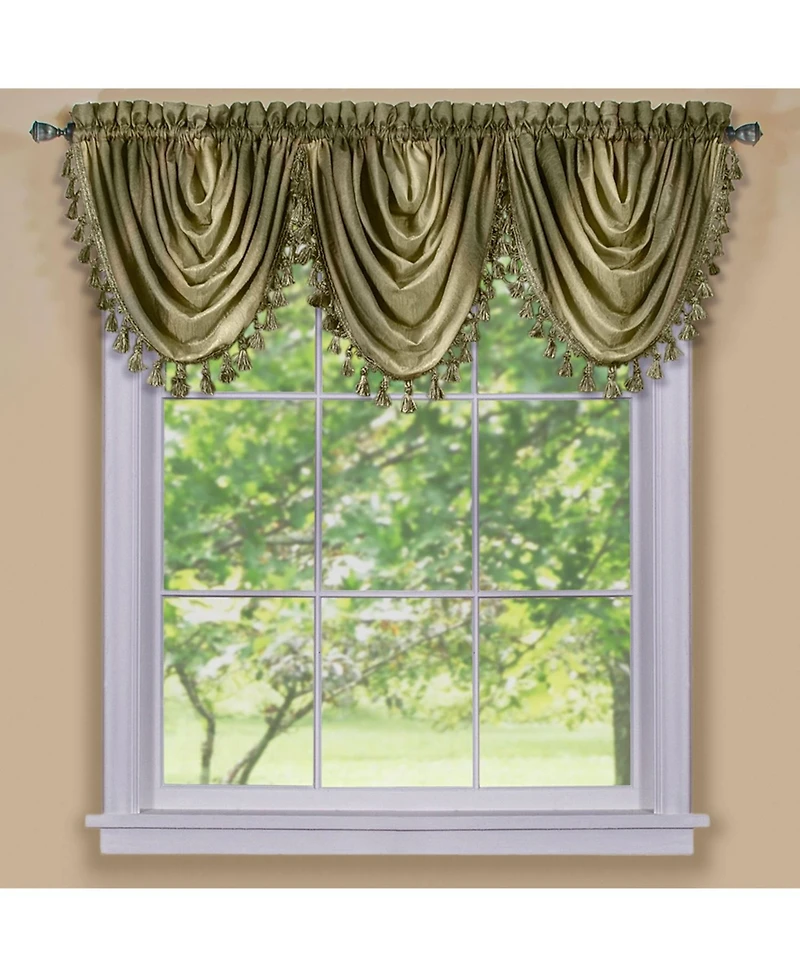 GoodGram Ombre Crushed Satin Sheer Single Window Curtains & Valances - 46 in. W x 42 L Valance, Autumn