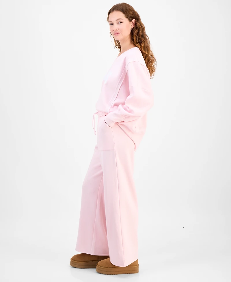 Planet Heart Juniors' Wide-Leg Fleece Sweatpants