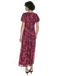 Tommy Hilfiger Women's Flutter Sleeve V-Neck Dress
