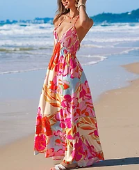 Cupshe Women's Peachy Play Floral Maxi Beach Dress