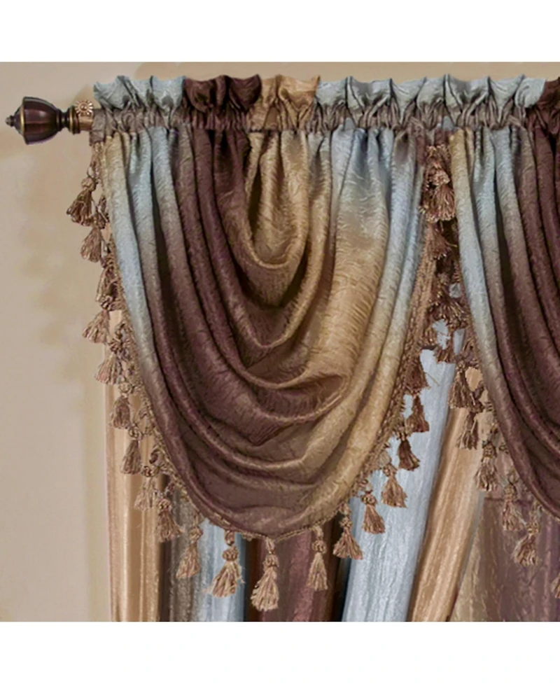 GoodGram Ombre Crushed Satin Sheer Single Window Curtains & Valances - 46 in. W x 42 L Valance, Autumn