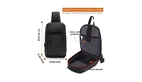 14 inch Sling Bag for Men,Black Crossbody Bag with Usb Charging Port Fits 10.2inch iPad, Casual