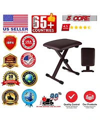 5 Core Keyboard Bench 2" Padded Cushioned Piano Stool Height Adjustable Guitar Seat Folding Portable