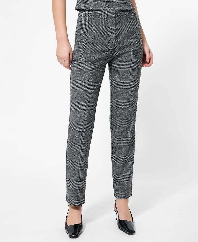 French Connection Women's Cropped Slim-Fit Plaid Cigarette Pants