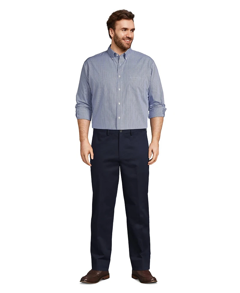 Lands' End Men's Big and Tall Traditional Fit Pattern No Iron Supima Pinpoint Buttondown Collar Dress Shirt