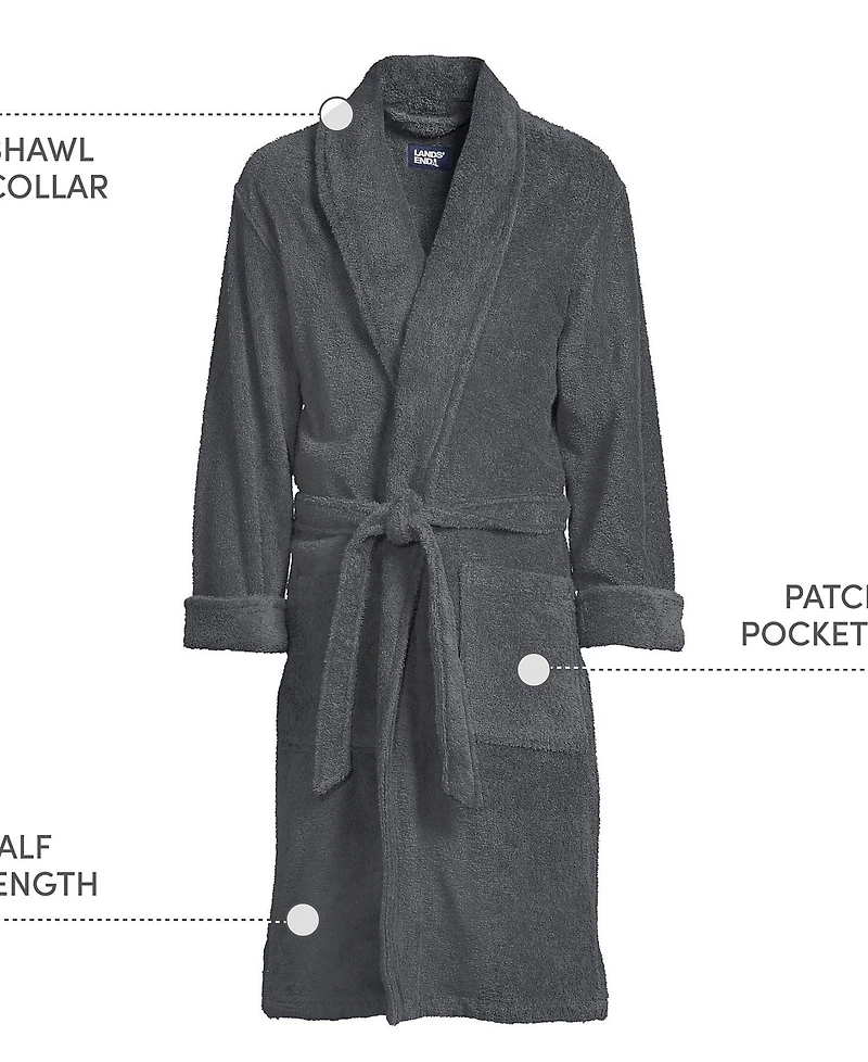 Lands' End Men's Calf Length Turkish Terry Robe
