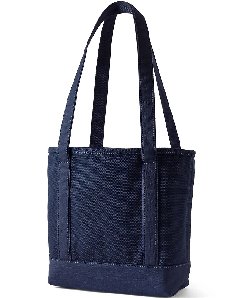Lands' End Medium Solid Color 5 Pocket Open Top Long Handle Canvas Tote Bag
