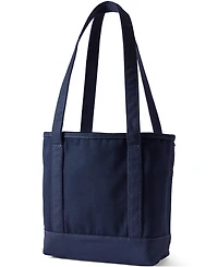 Lands' End Medium Solid Color 5 Pocket Open Top Long Handle Canvas Tote Bag