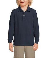 Lands' End School Uniform Kids Long Sleeve Mesh Polo Shirt