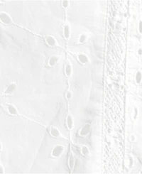 Lands' End Women's Short Sleeve Mixed Media Eyelet Top