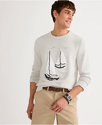 Lands' End Men's Long Sleeve Drifter Sailboats Sweater