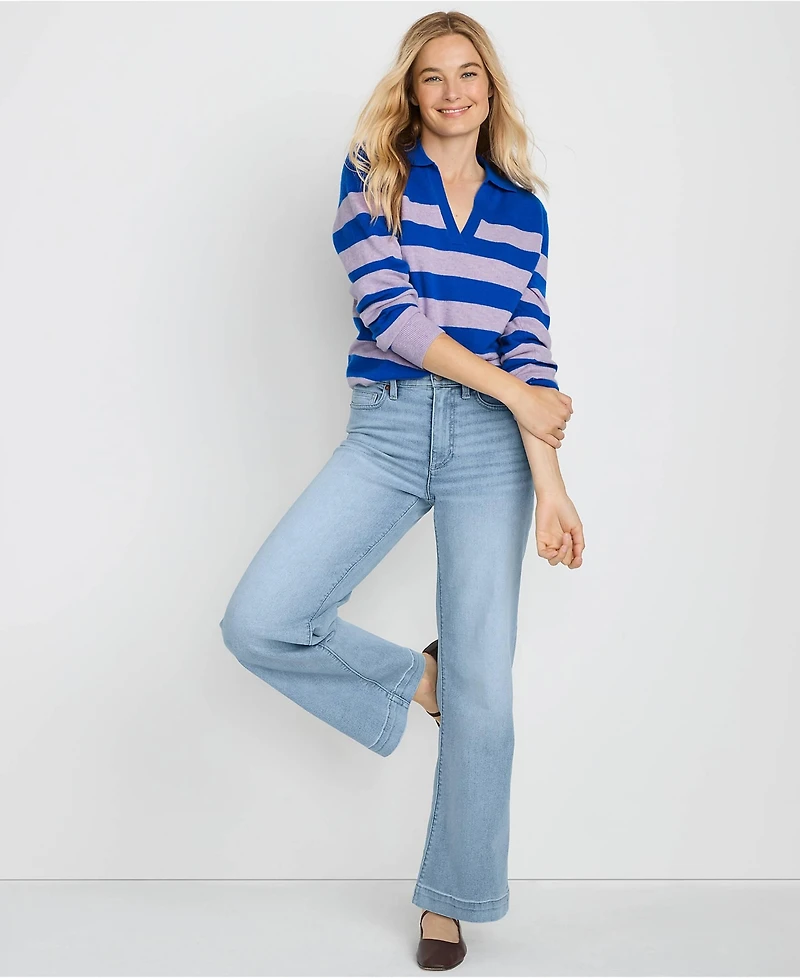 Lands' End Women's Plus Recover High Rise Wide Leg Blue Jeans