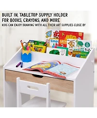 Lil' Jumbl Toddler Wooden Kids Desk and Chair Set with Writing Table