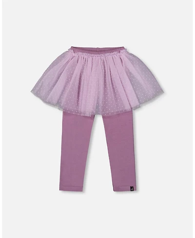 Deux par Girl Leggings with Tulle Skirt Purple Gray