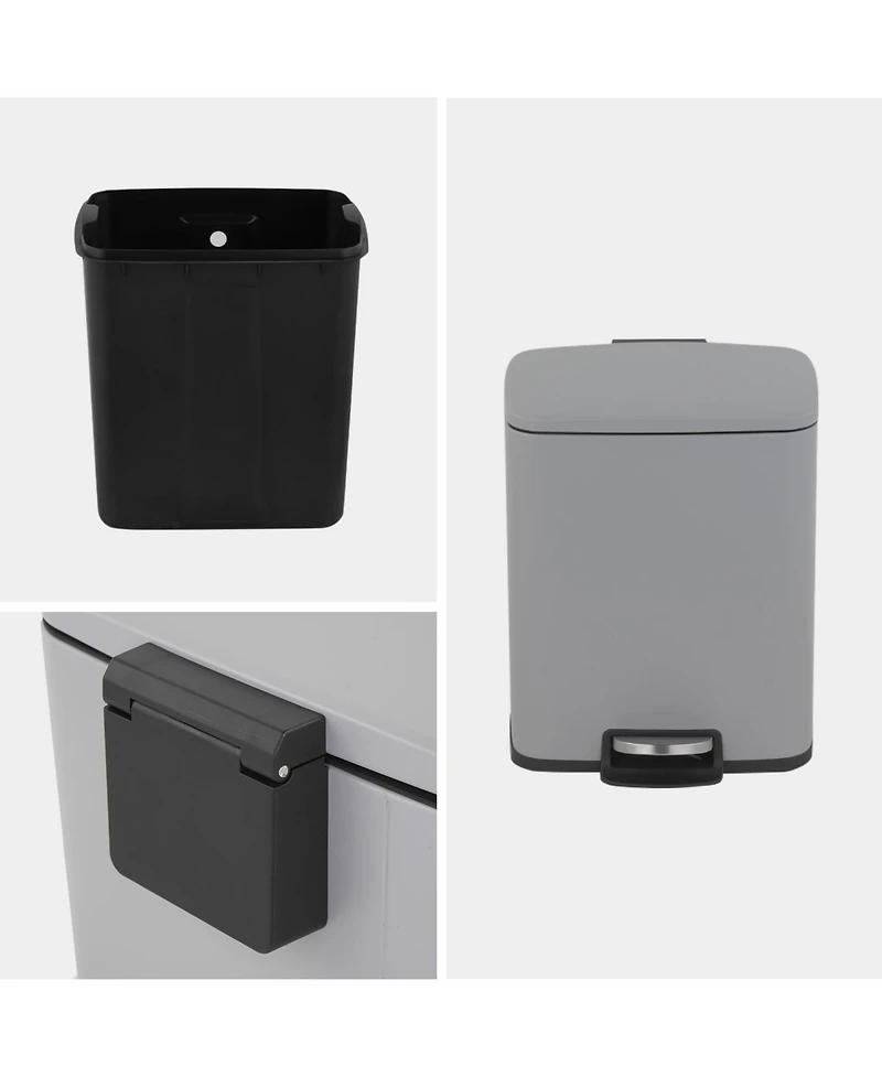 Mega Casa Gal./ Liter Rectangular Stainless-Steel-Made Matt Step-on Trash Can for kitchen