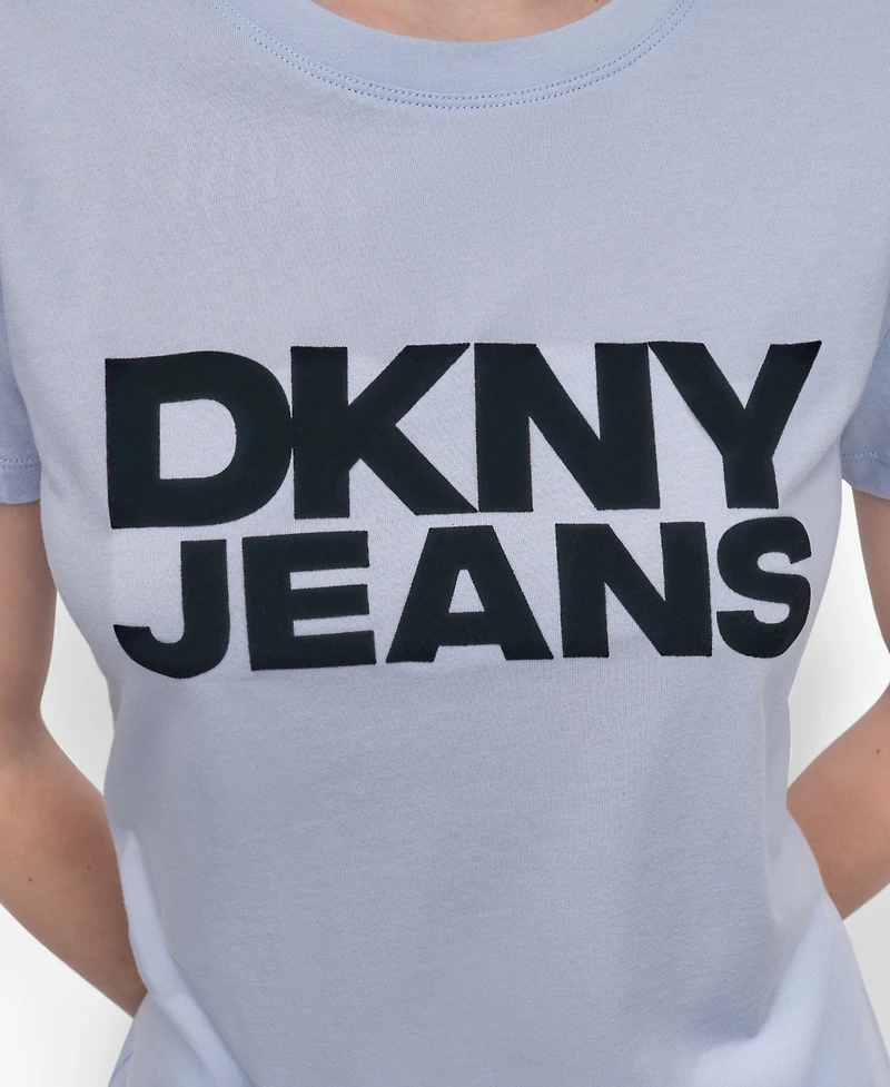 Dkny Jeans Women's Flocked Logo Crewneck T-Shirt