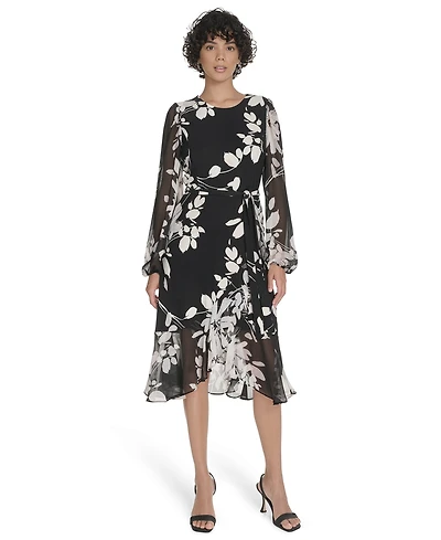 Tommy Hilfiger Women's Sheer Balloon Sleeve Dress