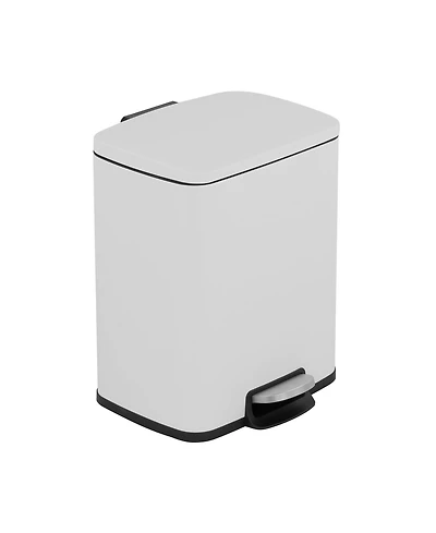 Mega Casa 5.3 Gal./20 Liter Rectangular Stainless-Steel-Made Matt White step-on Trash Can for kitchen