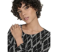 Tommy Hilfiger Women's Pleat Cuff Lacross Argyl Dress