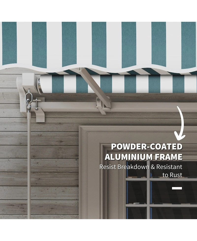 Outsunny 12' x 10' Outdoor Patio Manual Retractable Exterior Window Awning