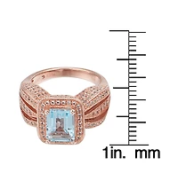 Suzy Levian New York Sterling Silver Emerald Cut Center Topaz Cocktail Ring