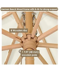 Yescom 13FT Large Wooden Outdoor Patio Umbrella Solid German Beech Pole Rope Pulley Lift for Deck Pool Backyard Garden Market Beach Parasol,Ivory
