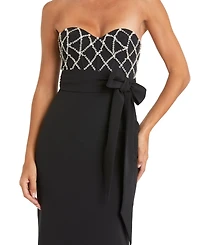 Mac Duggal Women's Strapless Crepe Embellished Bustier Gown With Bow