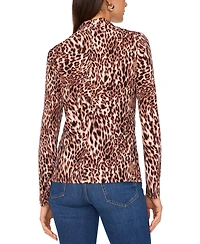 Vince Camuto Women's Animal Print Long-Sleeve Faux-Wrap Top