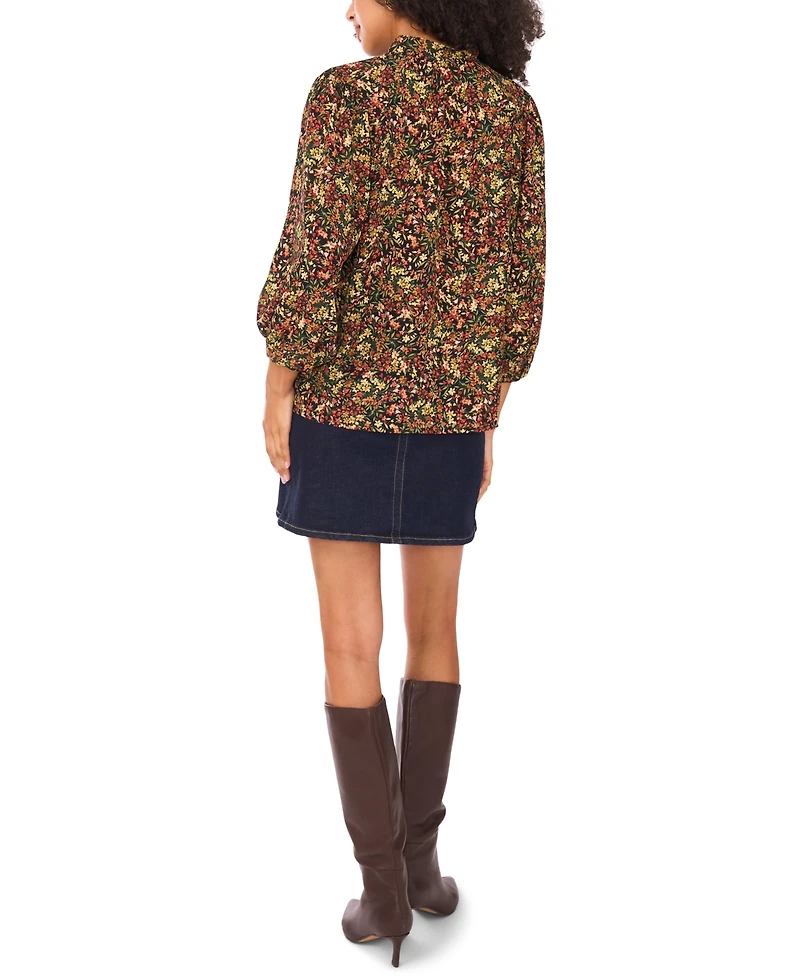 Vince Camuto Women's Floral Split-Neck 3/4-Sleeve Blouse